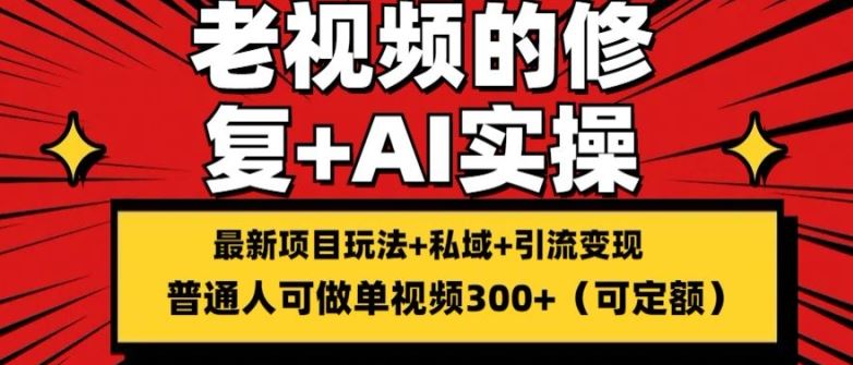 修复老视频的玩法，搬砖+引流的变现(可持久)，单条收益300+【揭秘】-轻创淘金网