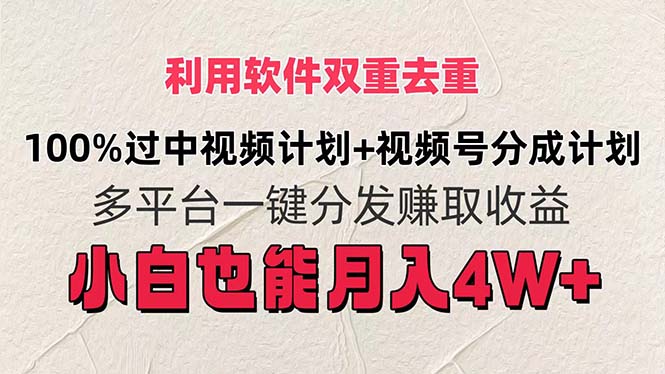 （11862期）利用软件双重去重，100%过中视频+视频号分成计划小白也可以月入4W+-轻创淘金网