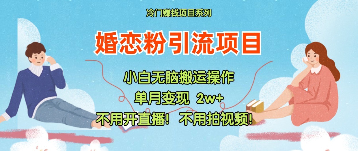 小红书婚恋粉引流，不用开直播！不用拍视频！不用做交付-轻创淘金网