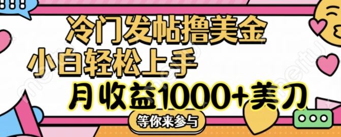 冷门发帖撸美金项目，月收益1000+美金，简单无脑，干就完了【揭秘】-轻创淘金网