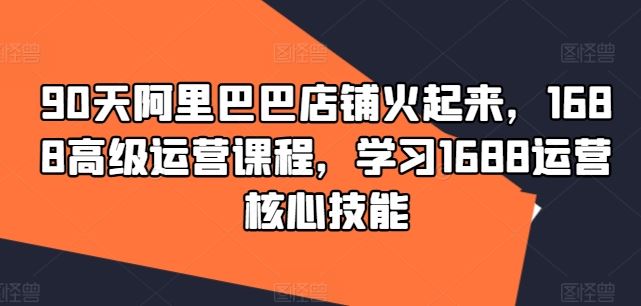 90天阿里巴巴店铺火起来，1688高级运营课程，学习1688运营核心技能-轻创淘金网